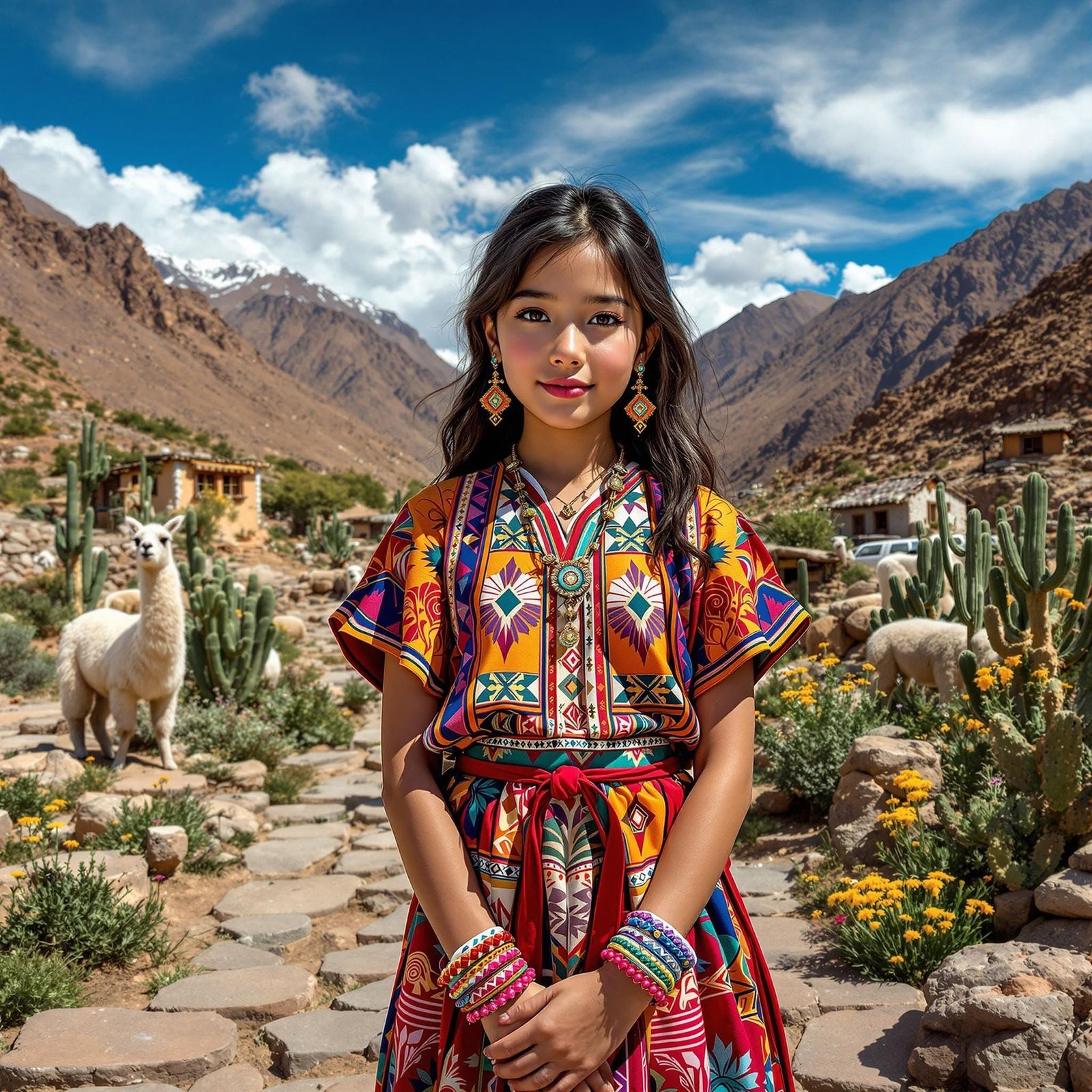Confident Andean-Korean Girl Embodies Cultural Heritage in V...