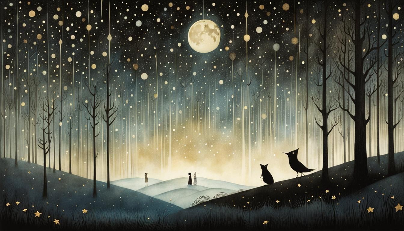 Endless Starry Sky Illustration in Vintage Style