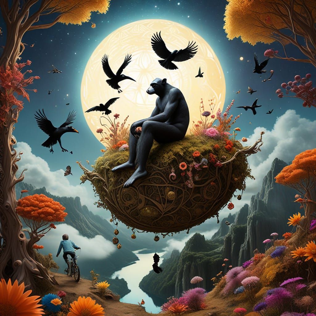 Surreal Tea Party on Floating Island in Ethereal Style