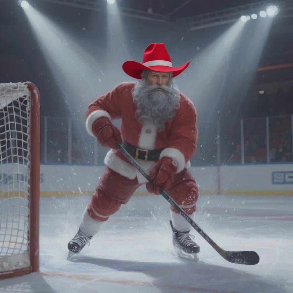 Santa Claus Scores in Ice Hockey Game