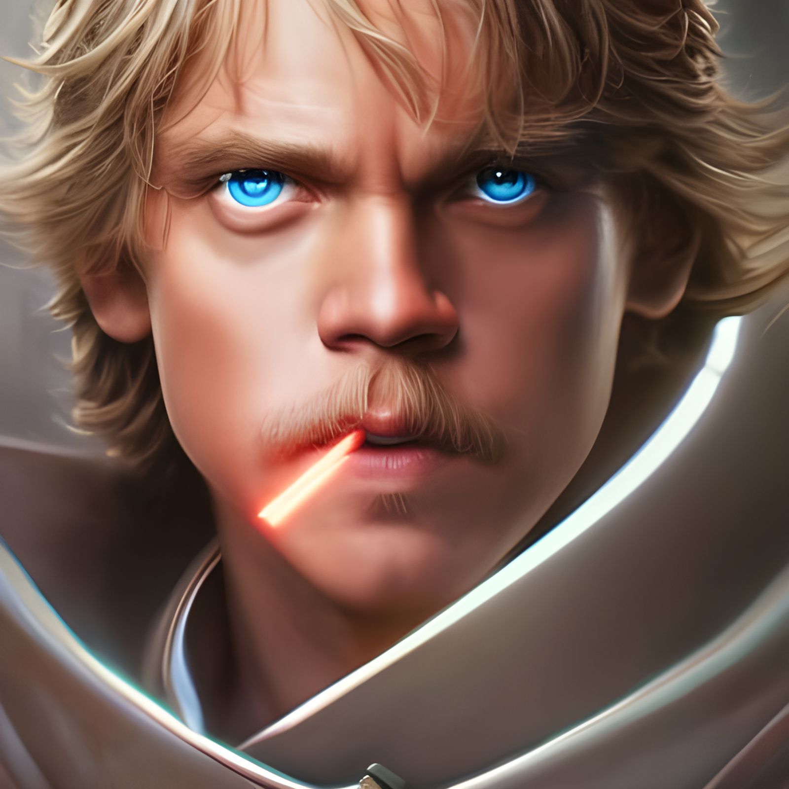 Hyperrealistic Luke Skywalker Portrait Holding Ukulele