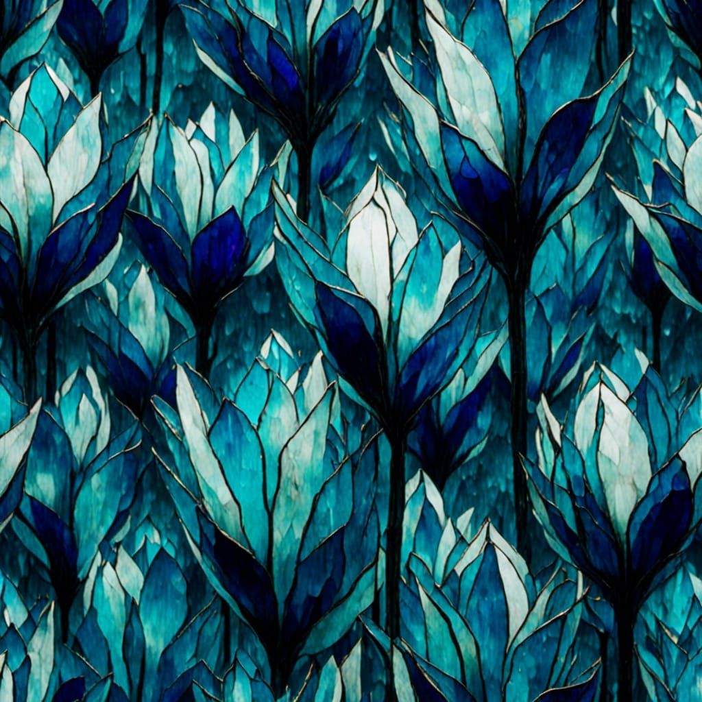 Aurora Borealis Tulip in Glass Mosaic Style