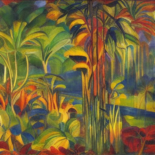 Fantasy Rainforest Scene Inspired by Classical Art