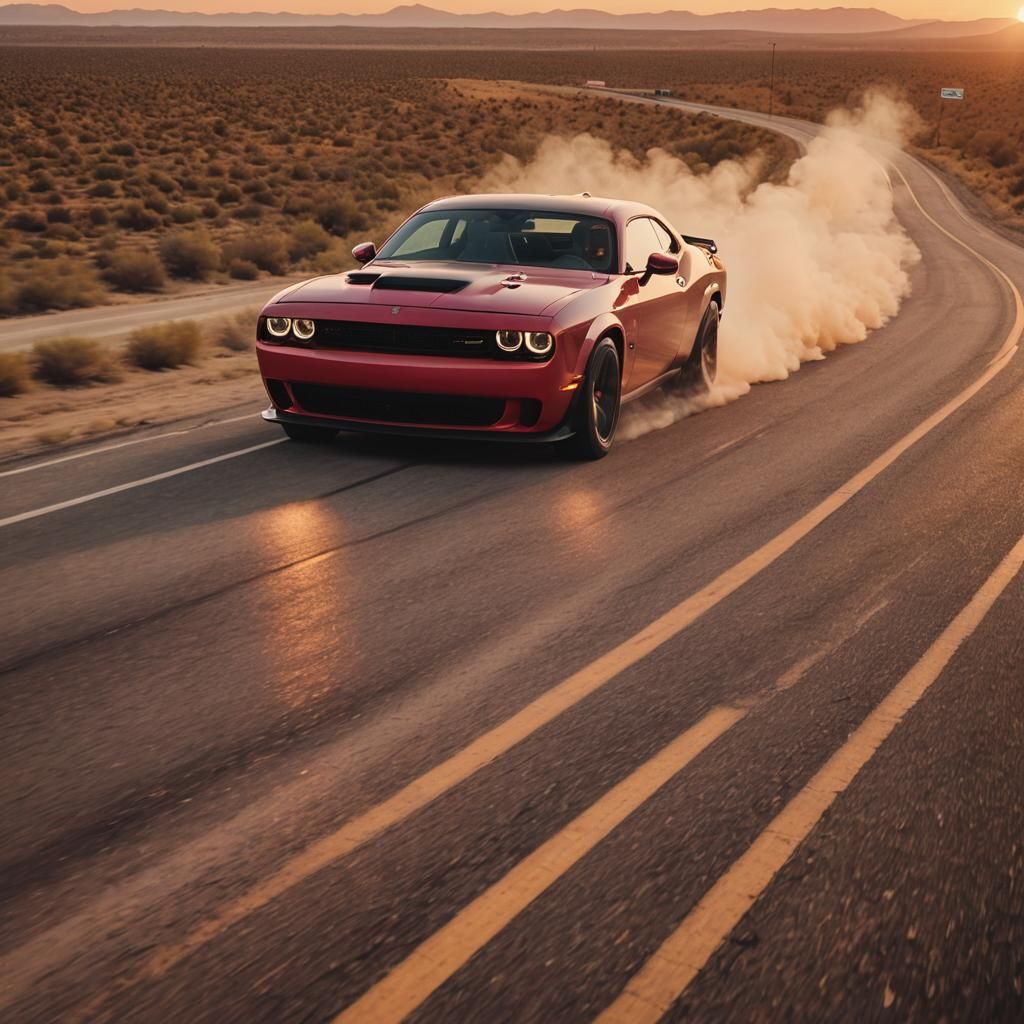 Hellcat Races into the Sunset: Cinematic Film Still