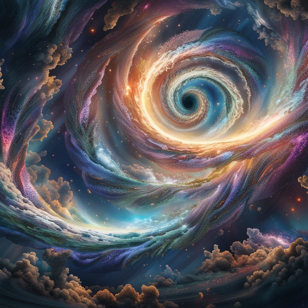 Magnified Spiral Galaxy: Cinematic Cosmic Illustration