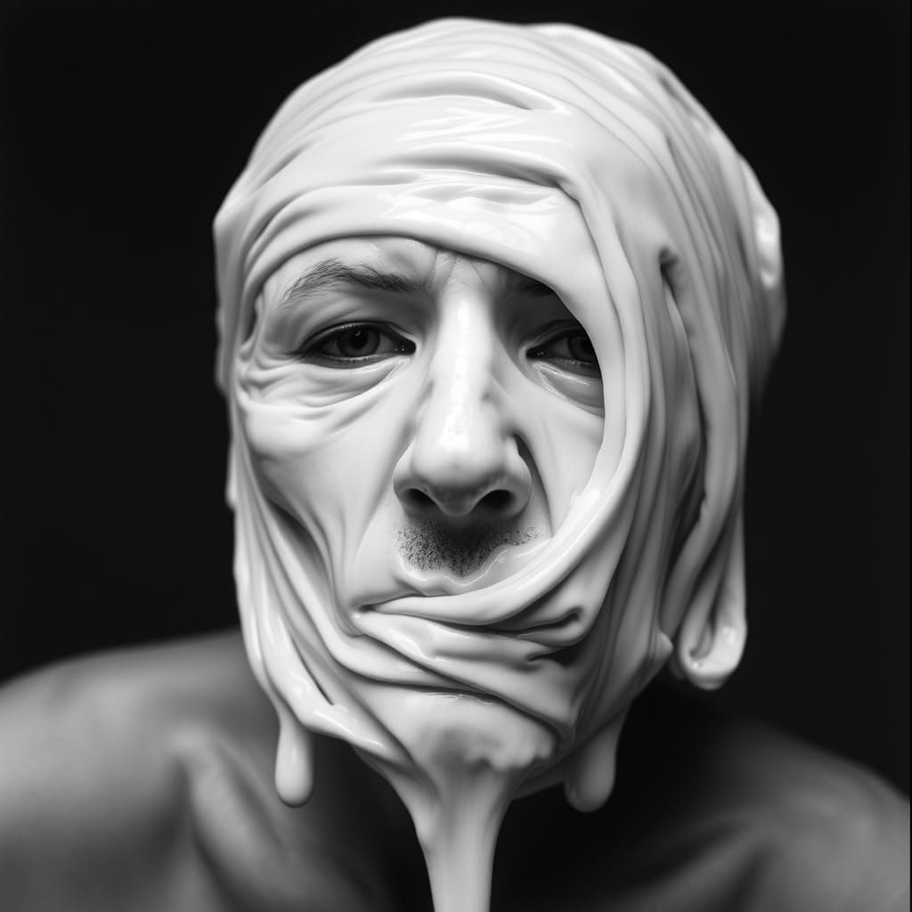 Expressive Face Mask in a State of Fluid Meltdown