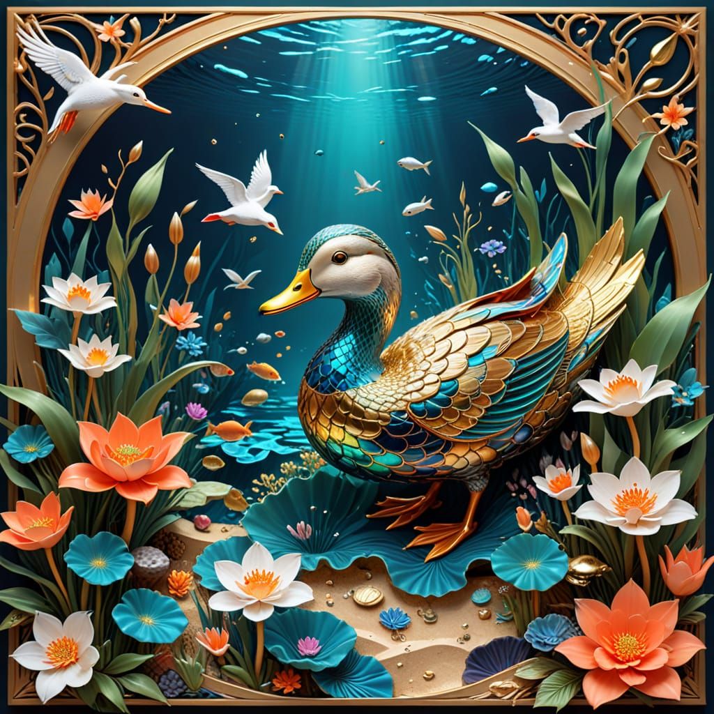 Magical Underwater City Reclaimed by Nature with Duck