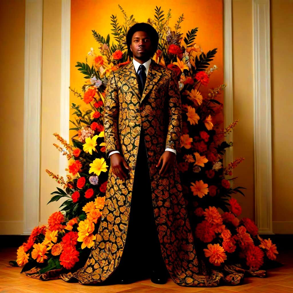 Majestic Afrocentric Figure in Golden Splendor