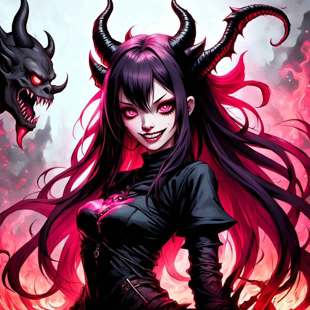 Ethereal Demoness in Vibrant Hues