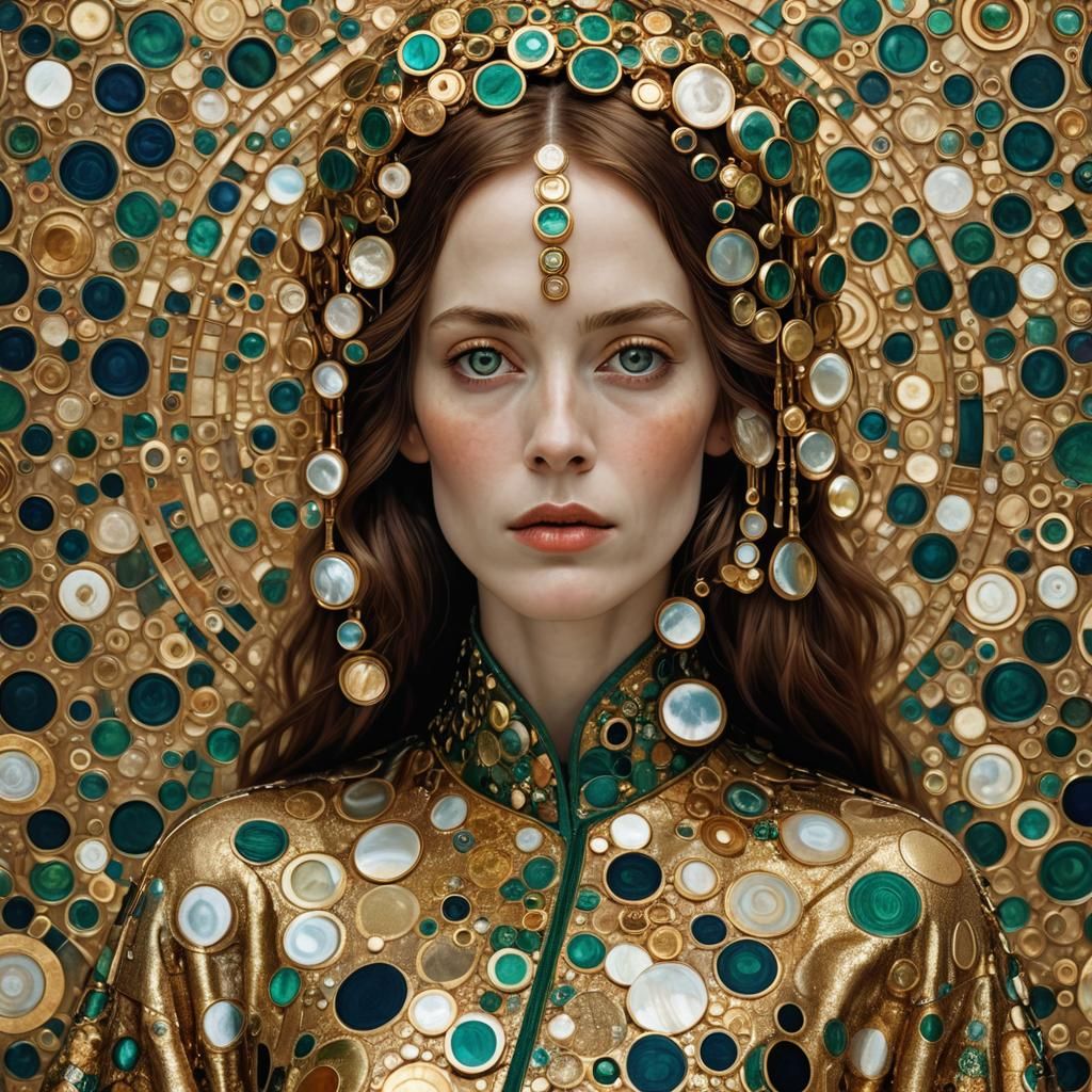 Woman in Golden Robe: 3D Klimt-Inspired Portrait