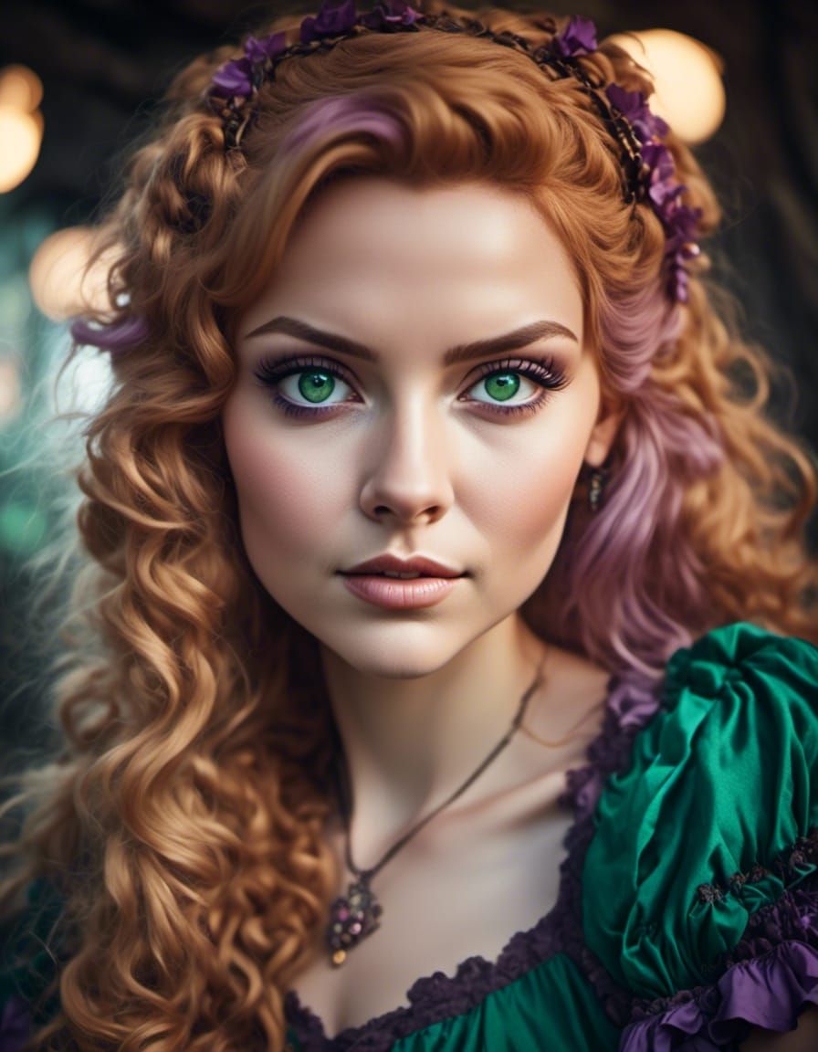 Cinematic Portrait of a Blonde Woman with Green Eyes