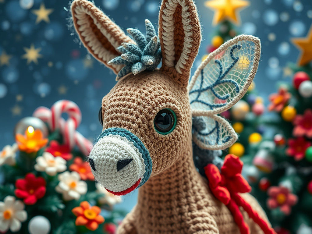 Klimt-Style Christmas Fairy Donkey in Rainforest