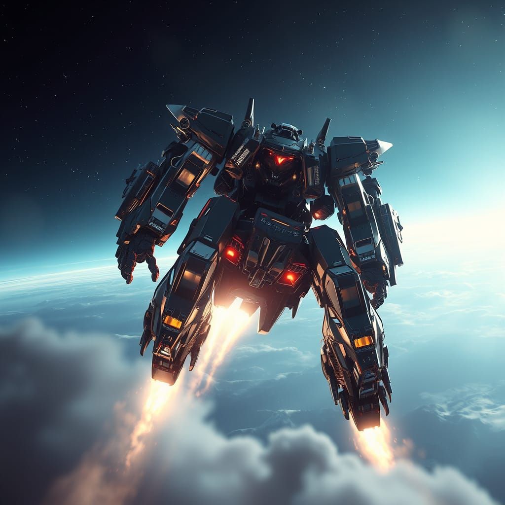 Epic Mecha Launching into Cosmic Space