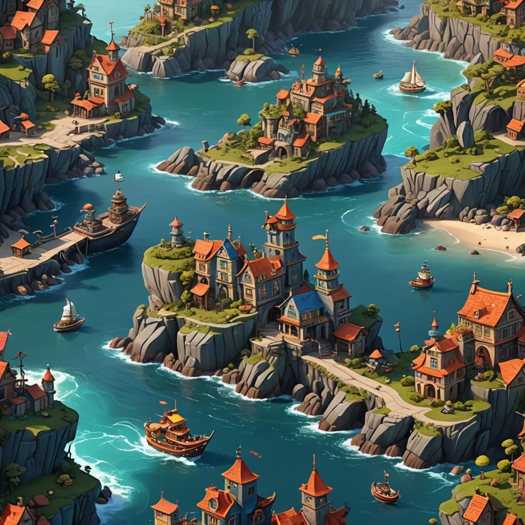 Ocean Cartoon Movie: Detailed Matte Painting
