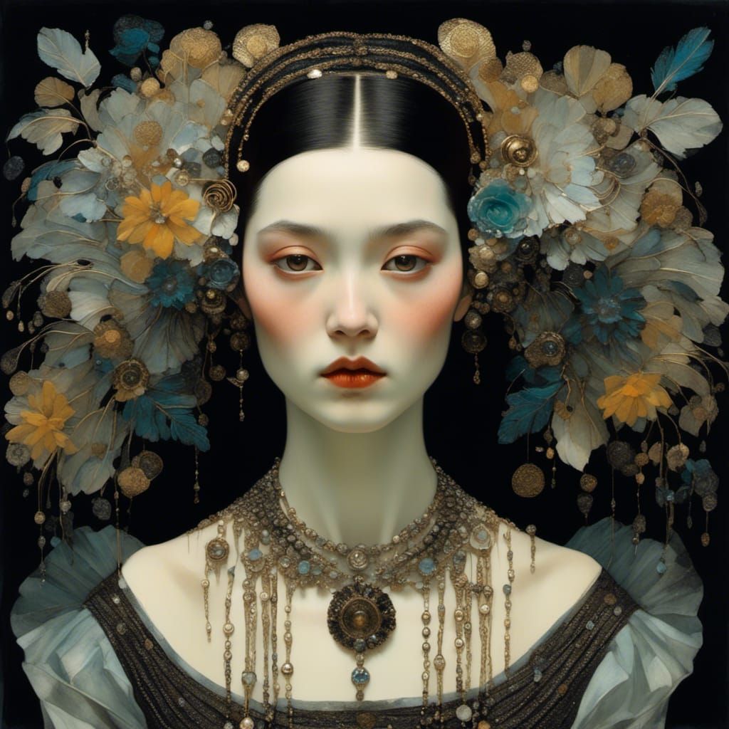 Stylish Woman in Dark Hat: Stylized Watercolor Art