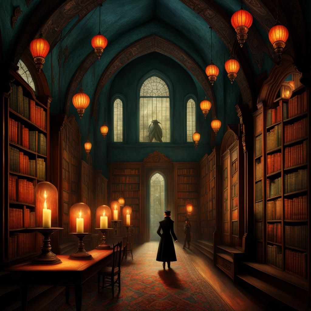 Surreal Haunted School Hallway at Night