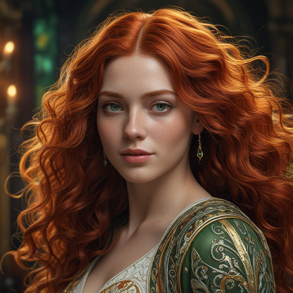 Hyperreal Portrait of a Mysterious Ginger Girl