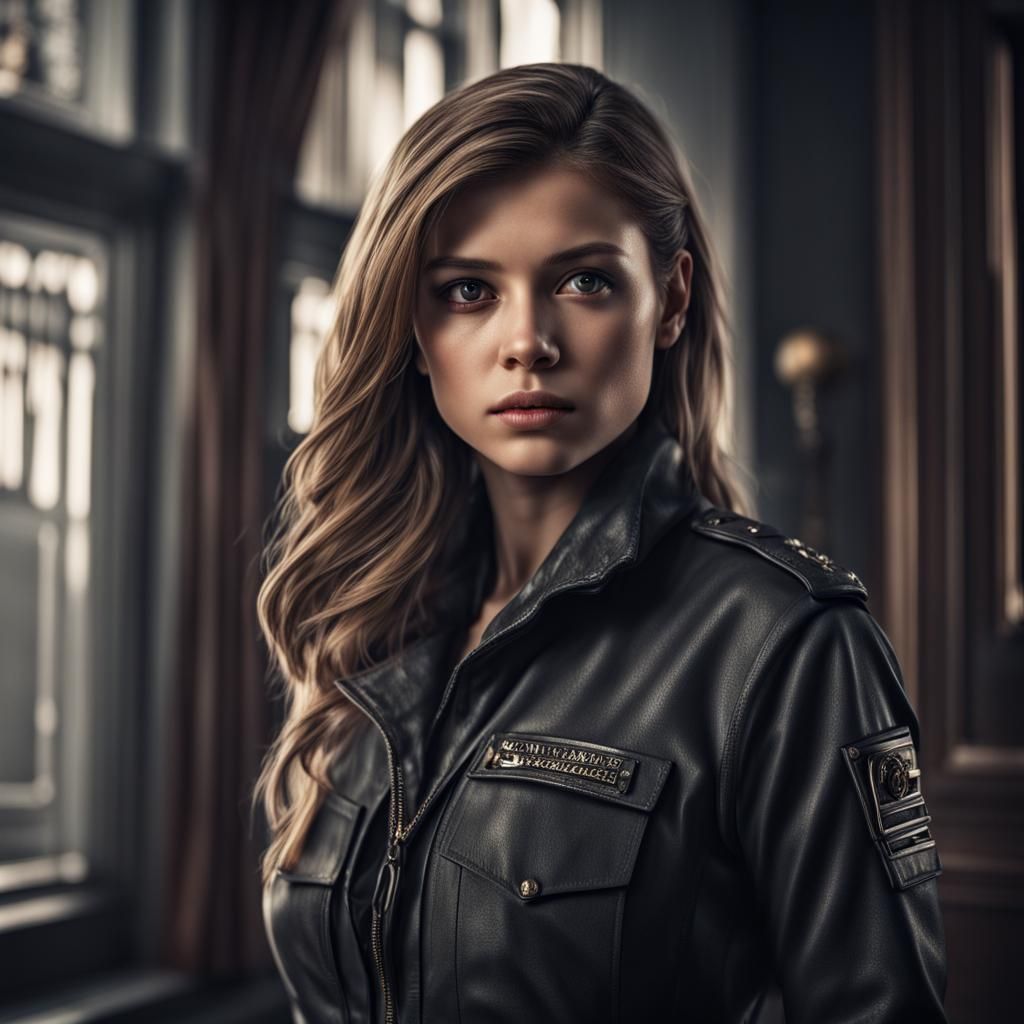 Hyperrealistic Portrait of a Girl Agent in HDR