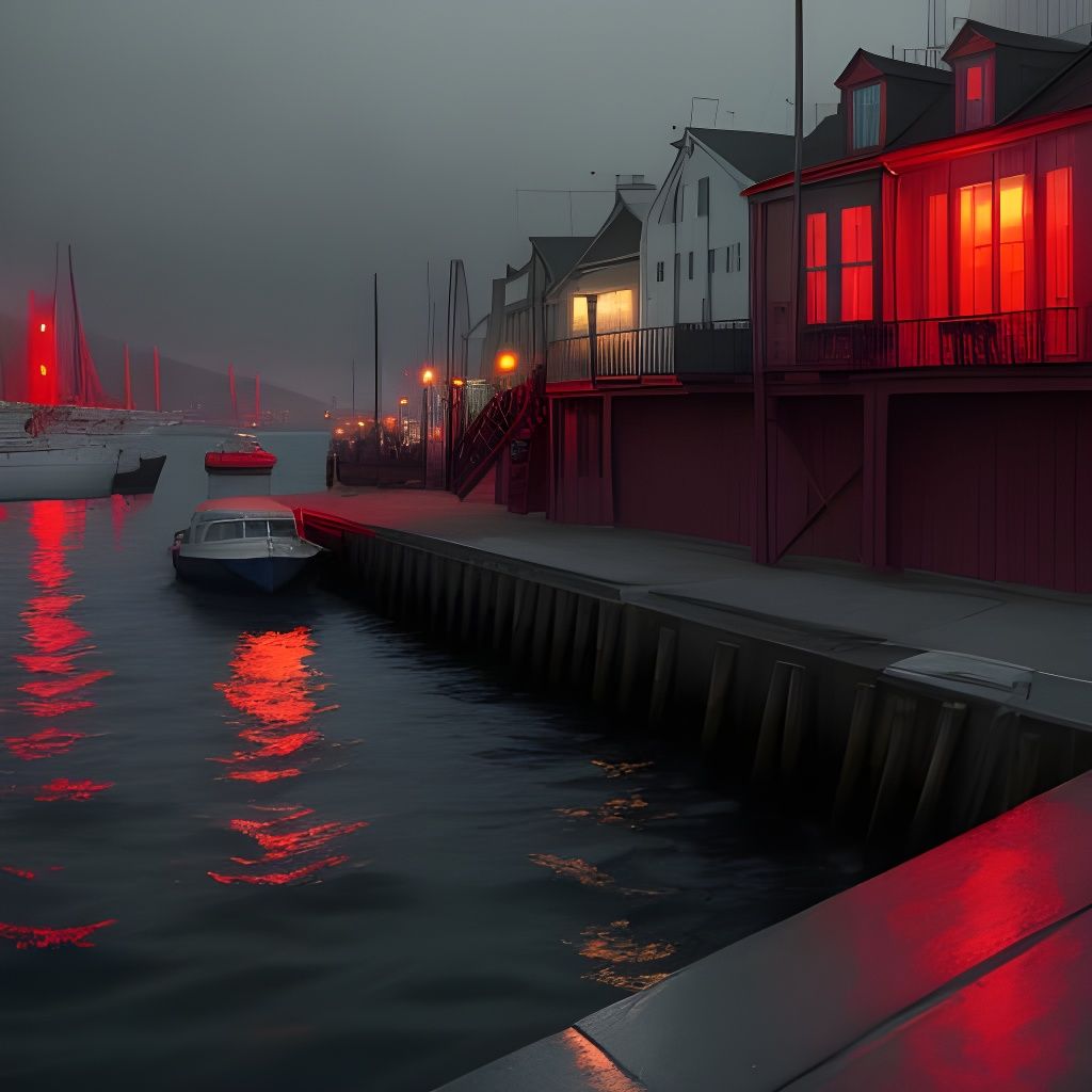 Harbor Lights in Dark Fantasy Style