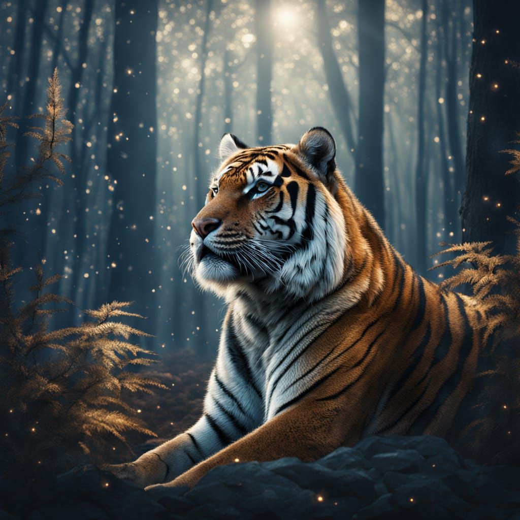 Majestic Tiger in a Mystical Forest