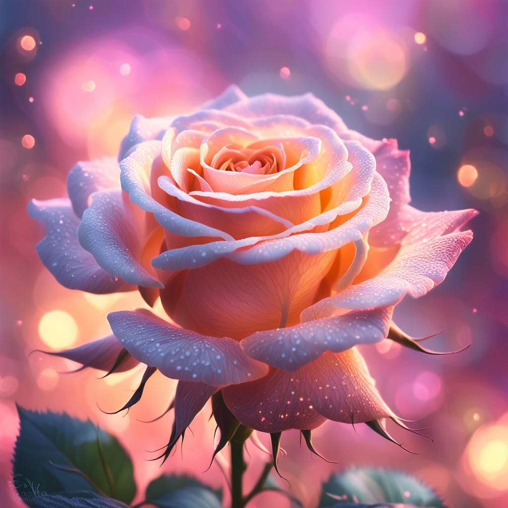 Dreamlike Rose in Surreal Fantasy Style