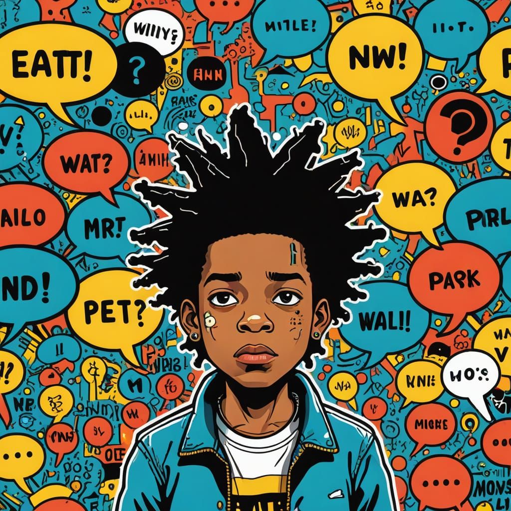 Vibrant Cartoon Boy with Puzzled Expression