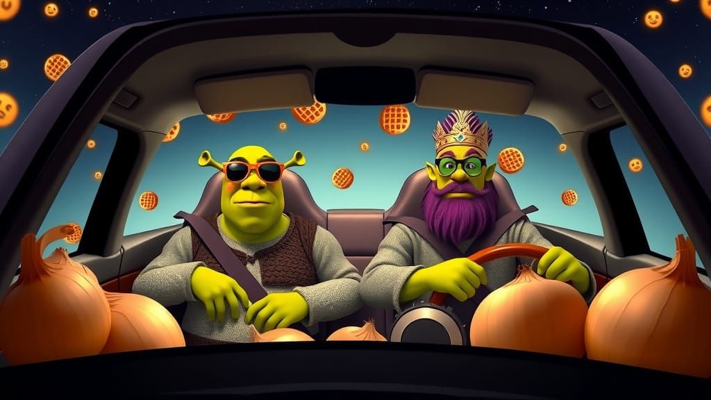 Shrek and Farquaad in Onion Car Cartoon