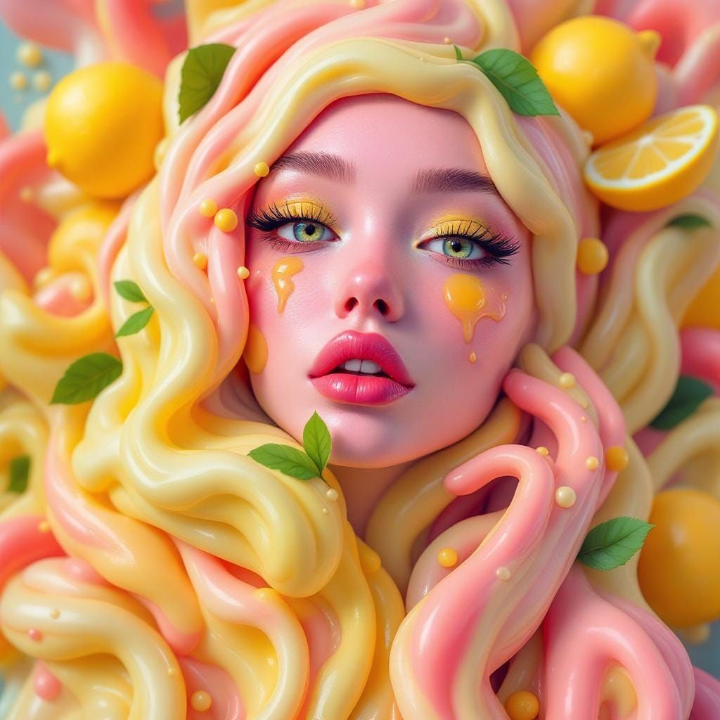 Lemon Slime Temptress in Digital Painting Style