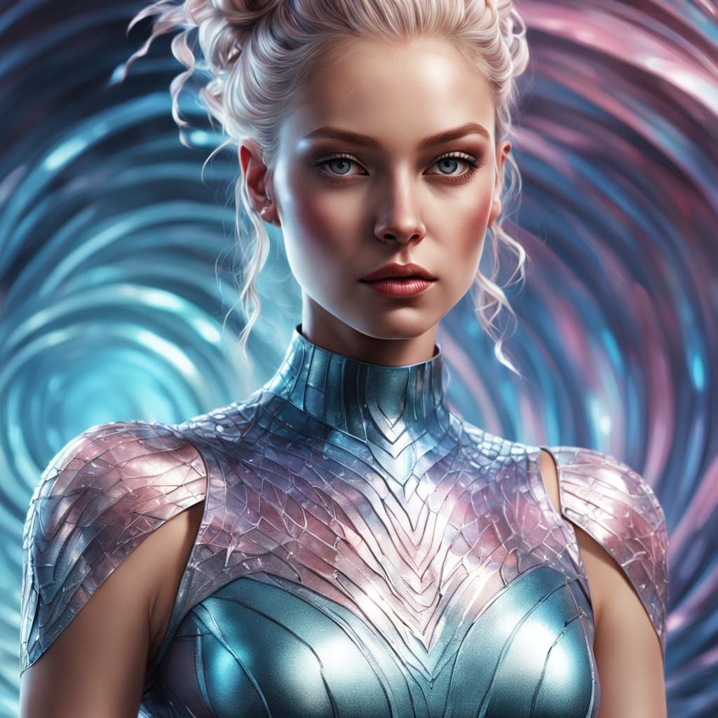 Hyperrealistic Portrait of a Woman in Latex Dress