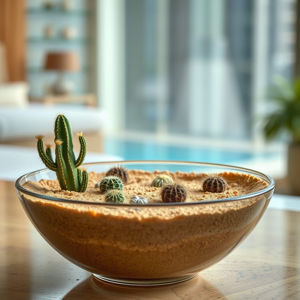 Miniature Desert Landscape Dessert at High-End Hotel