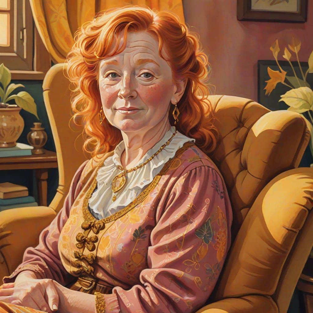 Whimsical Gouache Portrait of Molly Weasley