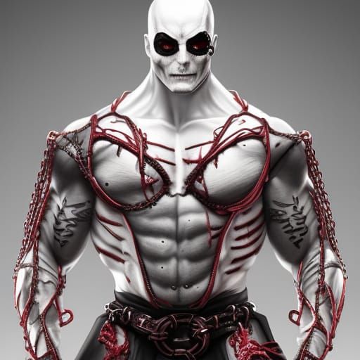 Detailed Cenobite Portrait in Digital Art Style