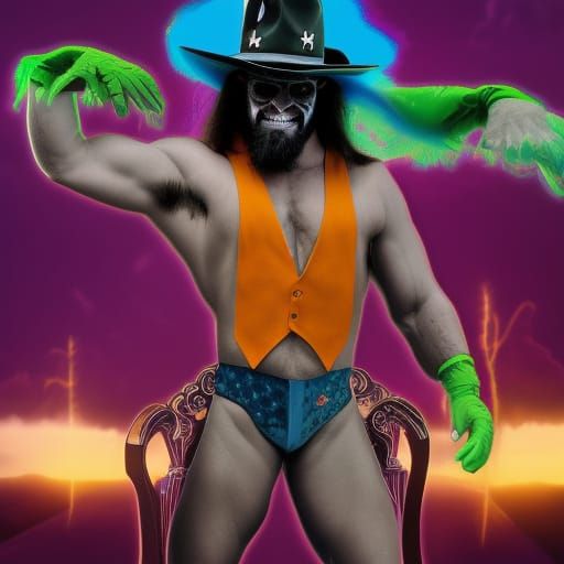 Wrestler as Joker: Detailed Matte Painting