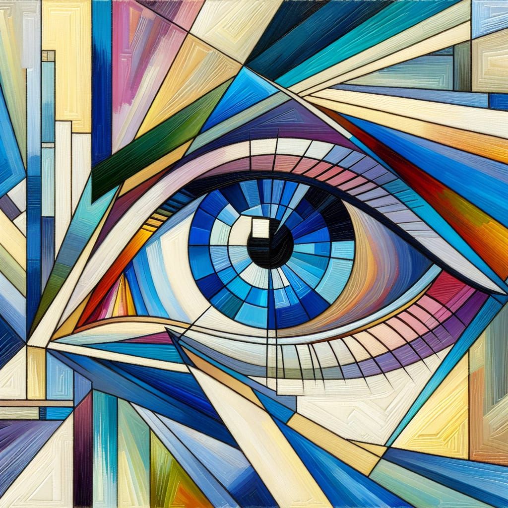 Abstract Eye Painting in Cubist Style
