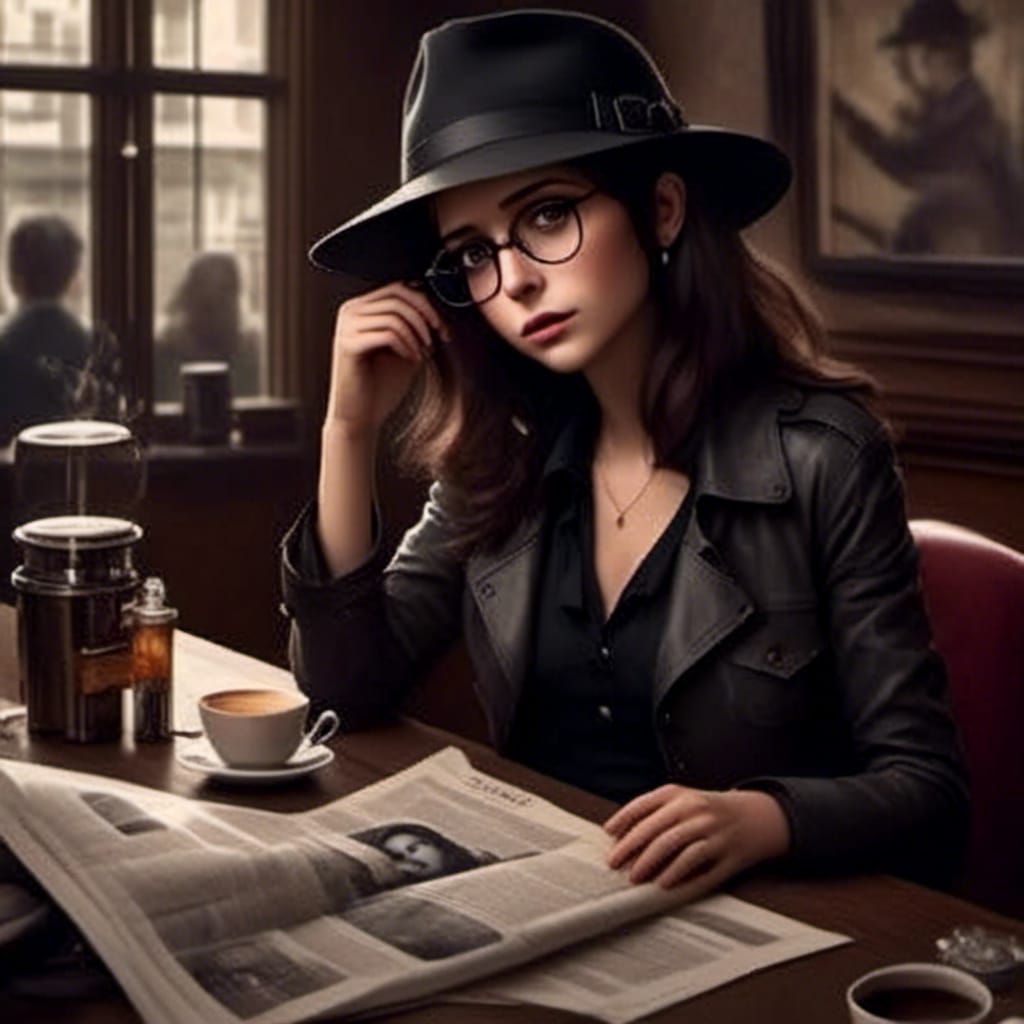 Private Investigator Andie Banks Reads Newspaper