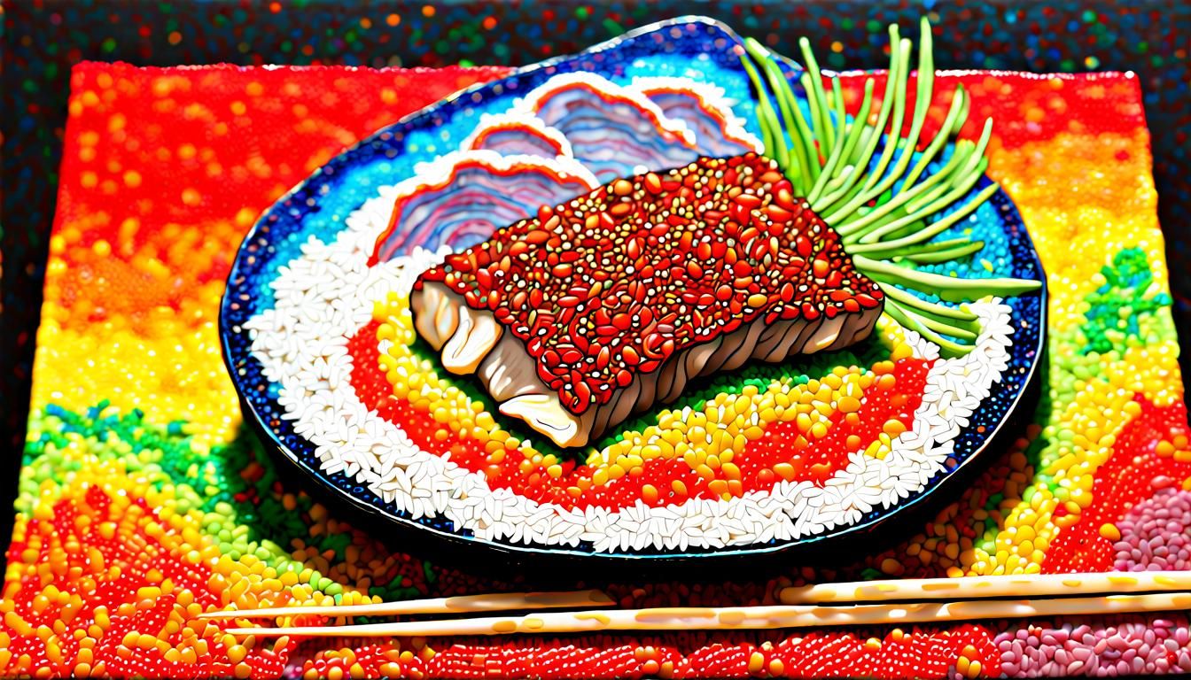Naga Chili Pork Belly in Pointillism Style
