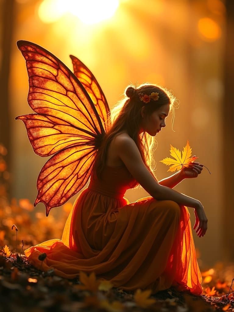 Autumn Fairy in Sunset: Professional Photography