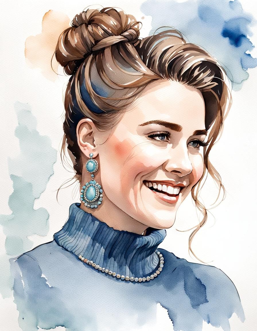 Elegant Portrait of a Curvy Woman in a Messy Bun