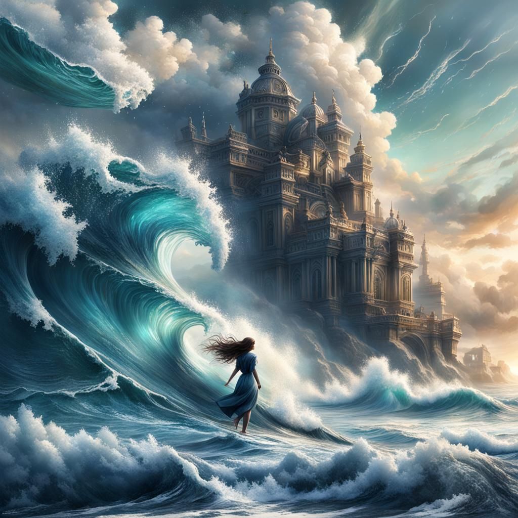 Girl's Ocean Dream: Hyperdetailed Digital Painting