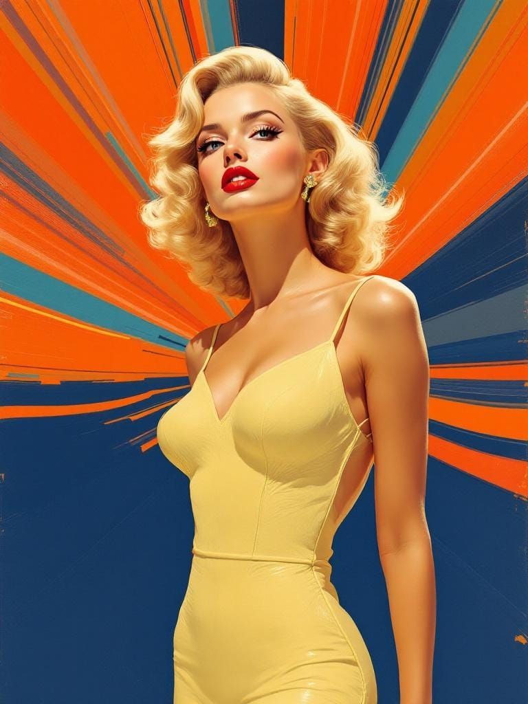 Blonde Pin-Up in 1950s Commercial Illustration Style