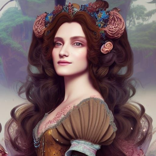 Rococo Portrait of a Brunette Queen in Unreal Engine