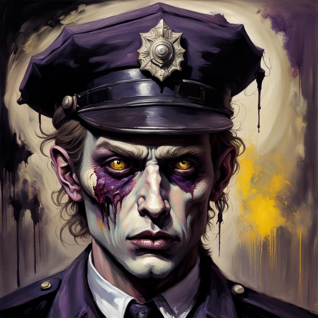 Demonic Victorian Police Officer in Gothic Horror Style