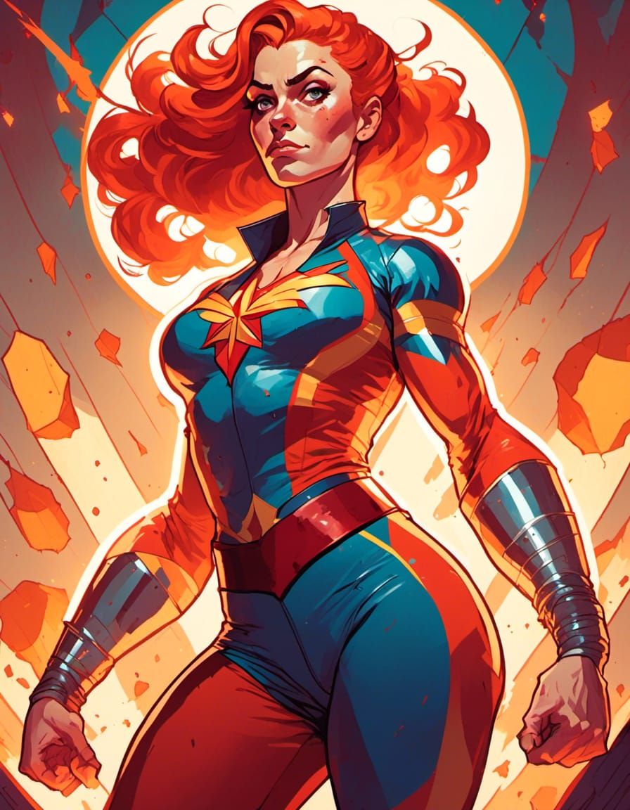 Dramatic Comic Book Portrait of Circus Strongwoman