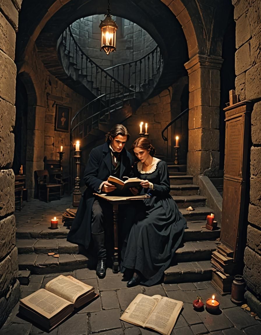 A secret love affair romantic scene of a French couple insid...