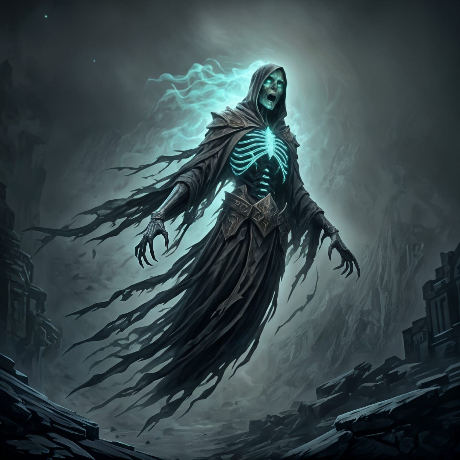 Ethereal Undead Apparition in Dark Fantasy Style
