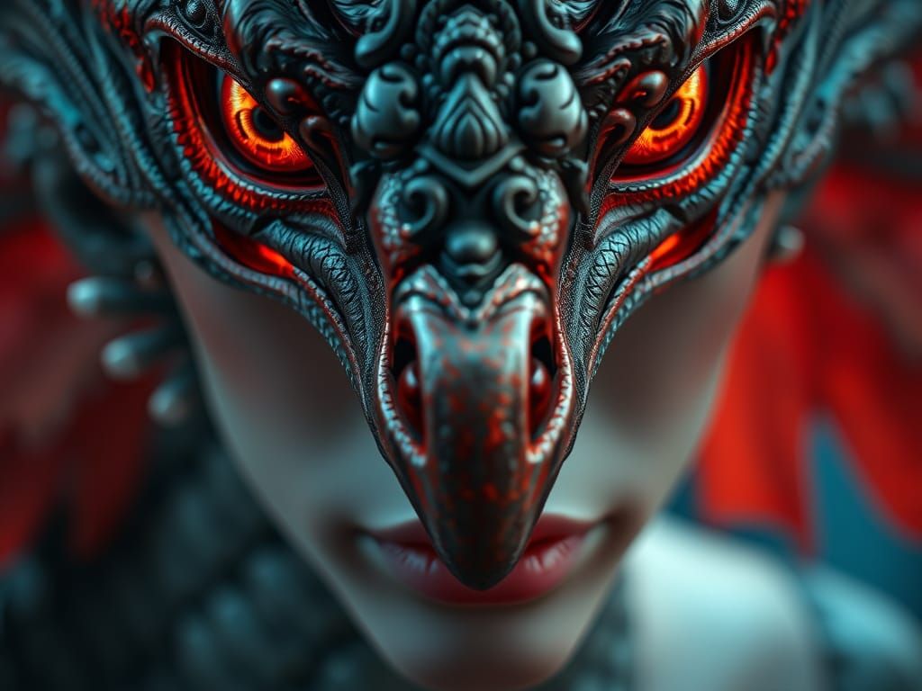 Fantasy Portrait: Fairies, Dragon, and Phoenix in Photoreali...