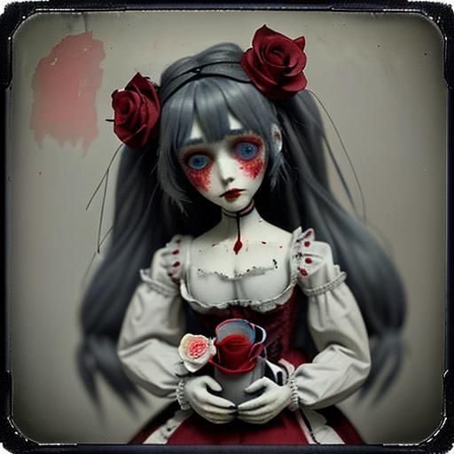 Melancholic Ragdoll in Gothic Art Style