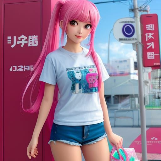 Anime-Inspired Bubblegum Girl