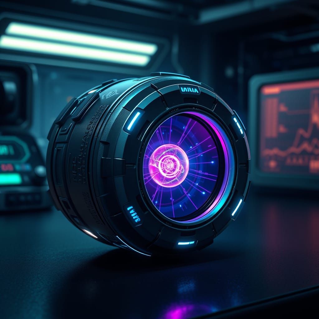 Futuristic Alien Energy Device in Retro-Futuristic Pixel Art...