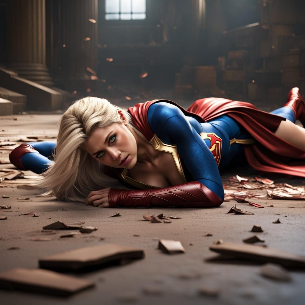 Defeated Superheroine in Detailed Fantasy Art
